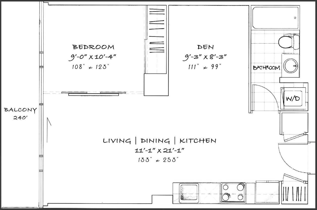 Comfy 1 Bedroom & Den In Downtown 1 Queen & 1 Single Bed